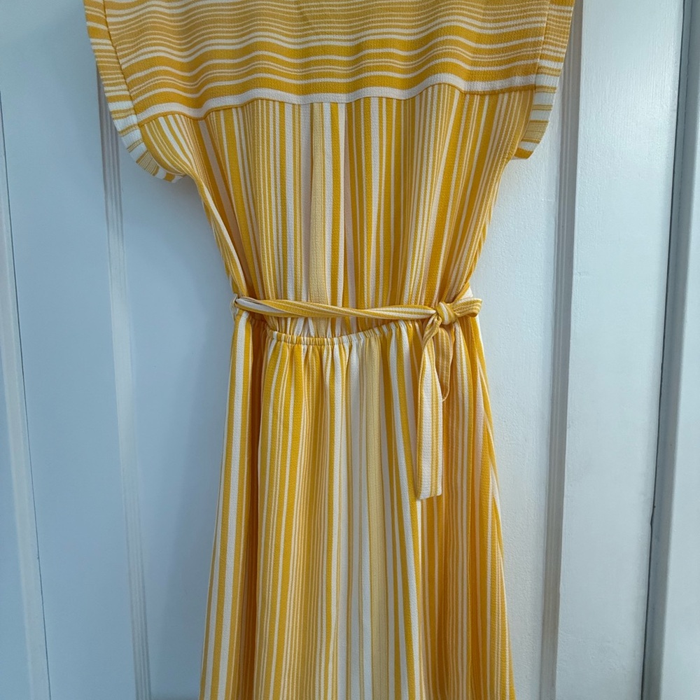 Monteau Yellow and White Striped Midi Dress - Picture 3 of 3